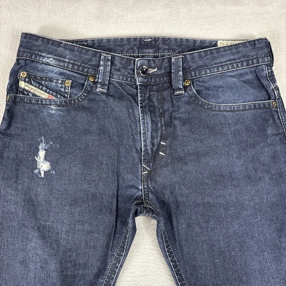 Diesel Industry Thavar Jeans Mens 30x34 Slim Skinny Distressed Blue Denim‎
